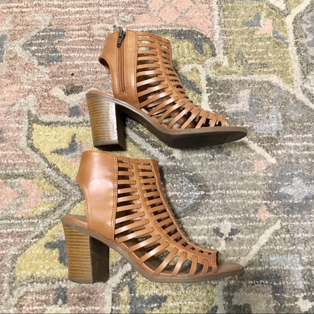 Brown Block Heel Sandals